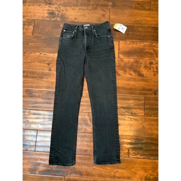 AGOLDE Black Riley Crop Straight Denim Jeans, Size 25 - Picture 1 of 4